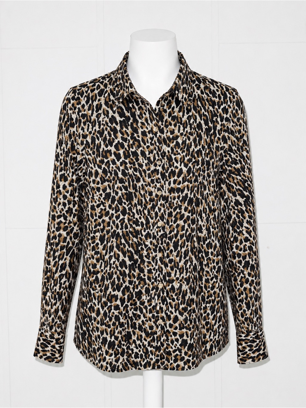 J. Crew The Perfect Shirt Leopard Print Button UP Brown/Black 100% cotton